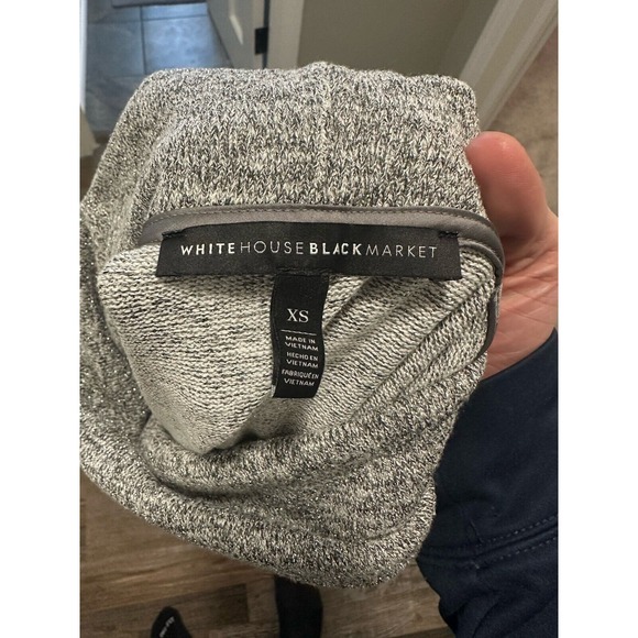 white house black market gray sparkle cropped turtleneck sweater womens XS $129 - Picture 2 of 3